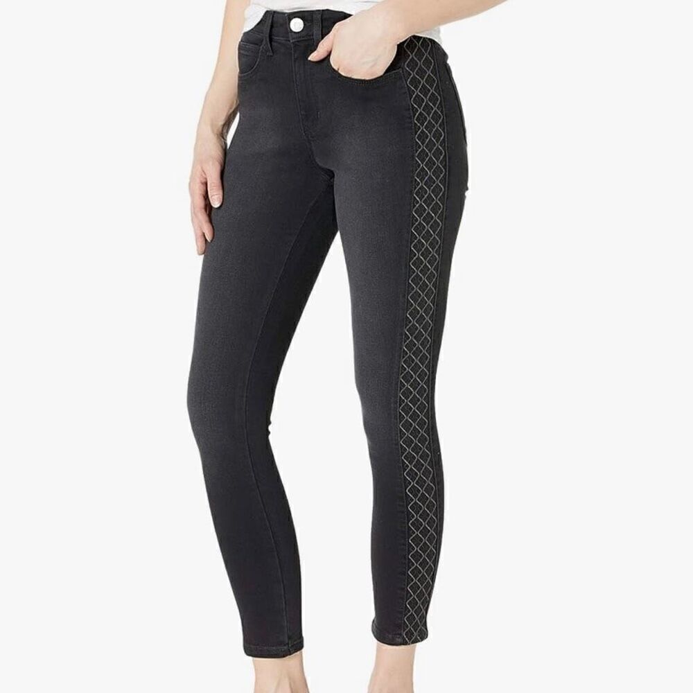 Skinnygirl Women's Larry High Rise Skinny Geometric Print Black Jeans Size 28/6